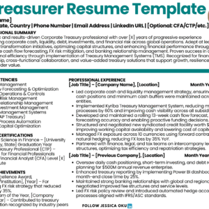 Treasury ATS Optimized Resume Template